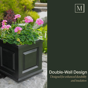 16-Inch Square Self-Watering Outdoor Planter Box, 2-Pack