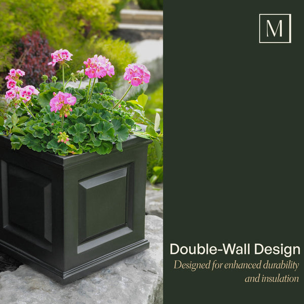 16-Inch Square Self-Watering Outdoor Planter Box, 2-Pack