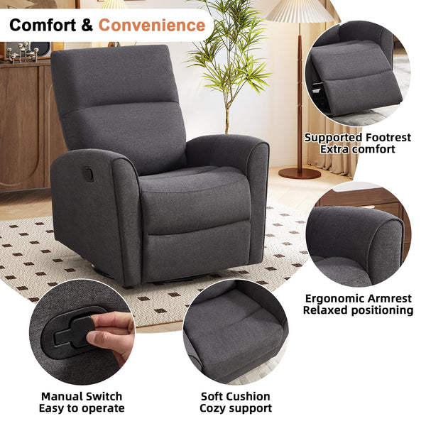 Swivel Rocker Recliner – Grey