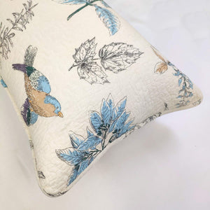 King Size Pillow Shams Set of 2 – Cotton Farmhouse Birds Print