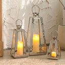 Set of 3 Decorative Metal Candle Lanterns with Tempered Glass — Indoor & Outdoor