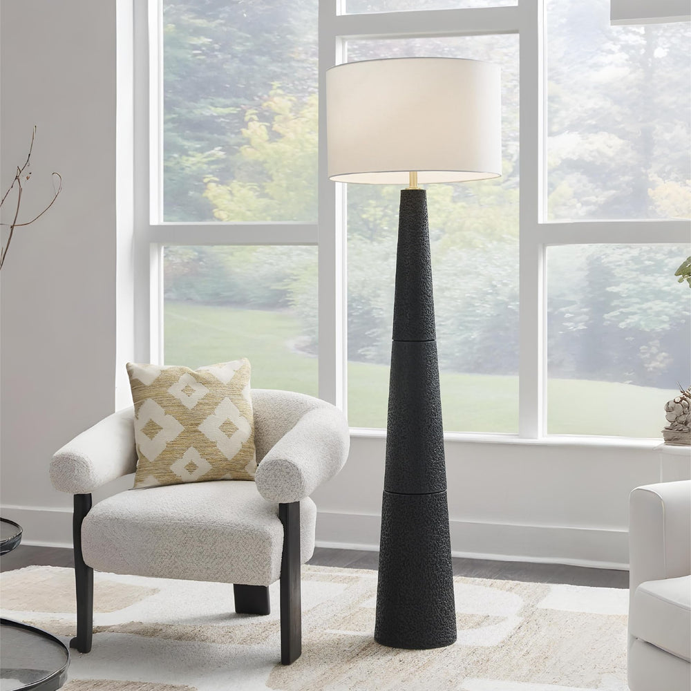 Modern Textured Polyresin Floor Lamp with 3-Way Switch
