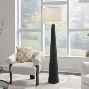 Modern Textured Polyresin Floor Lamp with 3-Way Switch
