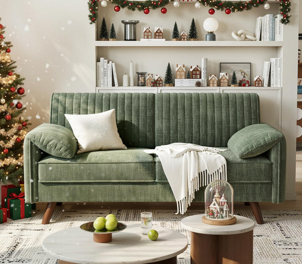 Chenille Loveseat Sofa with Padded Arms – 64.5" Modern Couch for Living Room