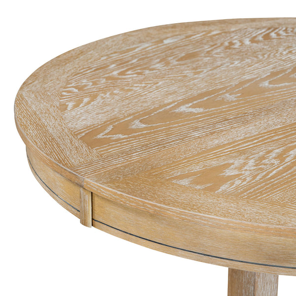 Extendable Round Dining Table with Oak Veneer Top