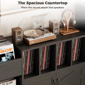 Record Player Stand with Vinyl Storage Cabinet