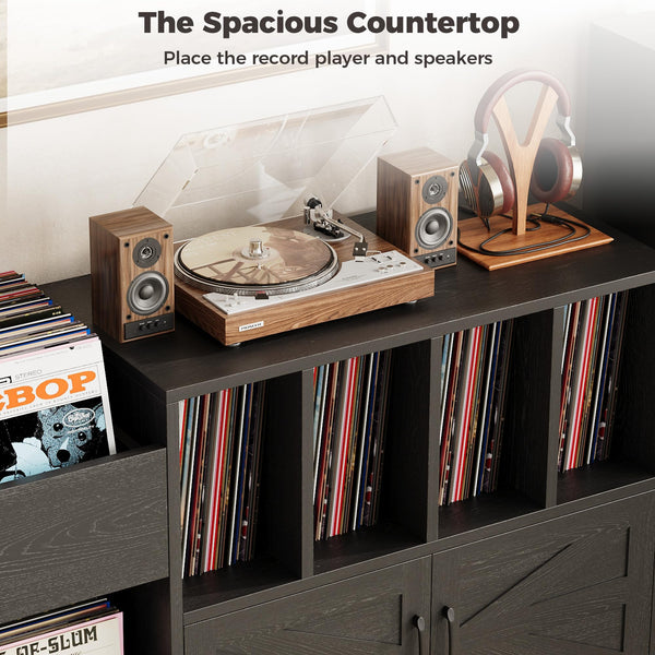 Record Player Stand with Vinyl Storage Cabinet