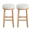 Christopher Knight Home Aubrie Counter Height Bar Stools Set of 2, Boucle Fabric Round Bar Stool for Kitchen Island, Wooden Backless Dining Room Chair, Counter Stool with Footrest, Natural+Milky White