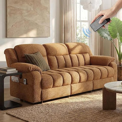 Power Reclining Sofa – 3-Seater Chenille Couch