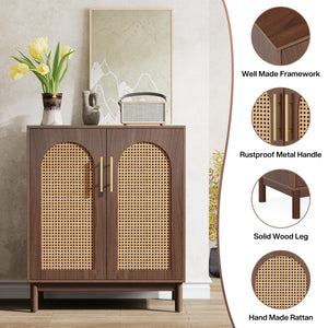 Rattan Sideboard Buffet Cabinet with Storage, 59 Inch