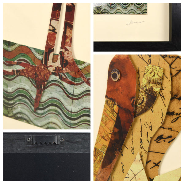 Crane 3D Paper Collage Wall Art – Framed & Ready to Hang