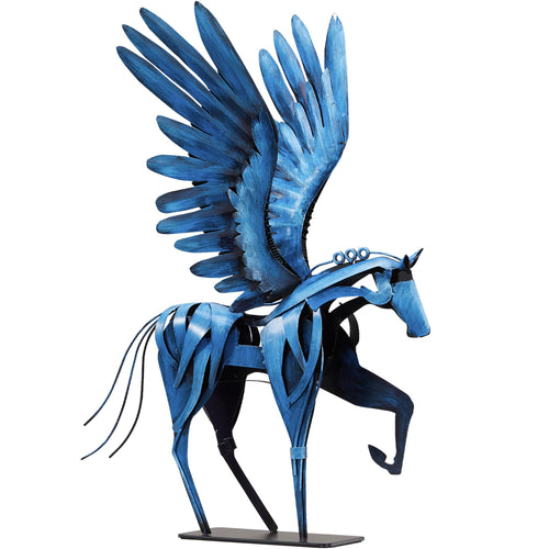 Handmade Metal Flying Horse Sculpture – Hand-Painted Pegasus Figurine