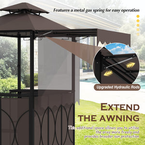 3-Piece Outdoor Patio Bar Set with Canopy, Bar Table & 2 Foldable Stools