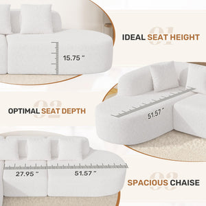 114" Curved Modular Sectional Sofa with Chaise, L-Shape, No Assembly