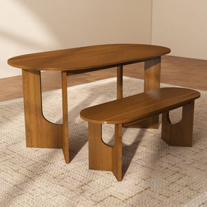 Oval Walnut Wood Dining Table Set