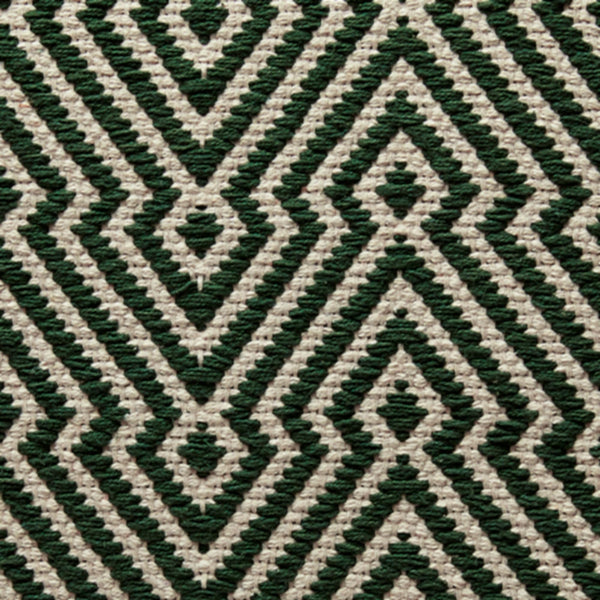 Green & Beige Geometric Handwoven Cotton Pouf Ottoman