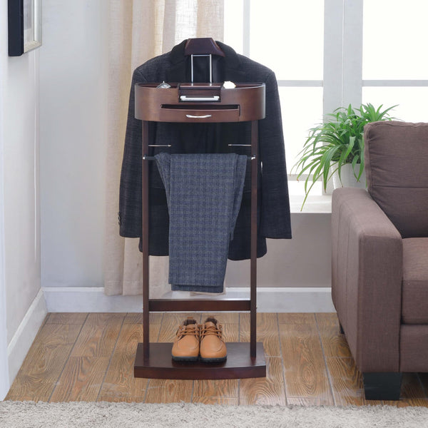 Men's Valet Stand with Drawer, Hanger, Tray & Shoe Rack