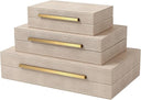 Faux Leather Decorative Boxes with Lids – Set of 3 Nesting Storage Boxes