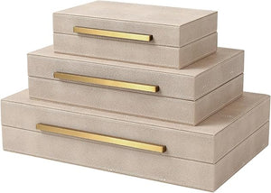 Faux Leather Decorative Boxes with Lids – Set of 3 Nesting Storage Boxes