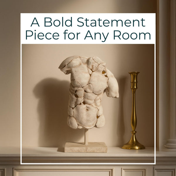 25" Resin Male Torso Sculpture | Modern Decorative Figurine