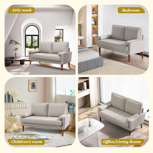 2-Seat Loveseat Sofa with Solid Wood Legs