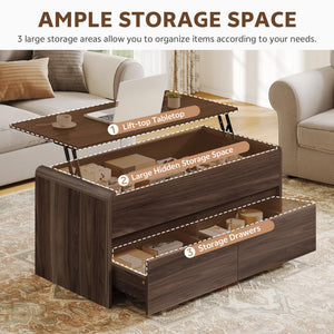 Lift Top Coffee Table with Drawers