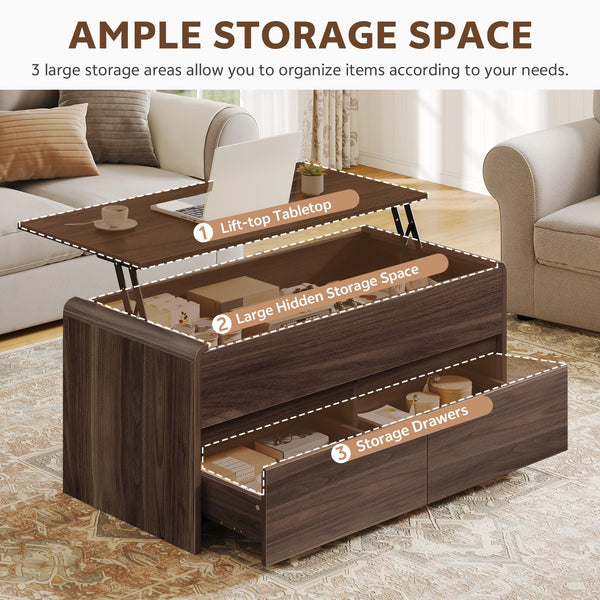 Lift Top Coffee Table with Drawers