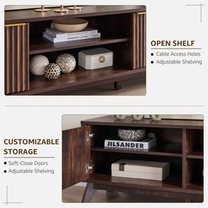 70" Mid-Century Modern Fluted TV Stand with Storage