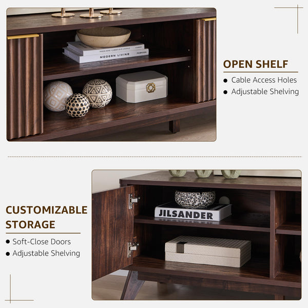 70" Mid-Century Modern Fluted TV Stand with Storage