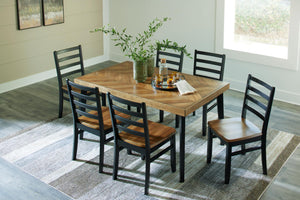 7-Piece Rectangular Dining Table Set with 6 Ladderback Chairs