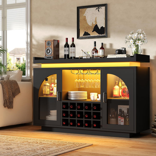Bar Cabinet with LED Light & Power Outlet