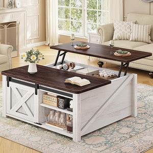 Lift Top Coffee Table with Hidden Storage and Adjustable Shelves