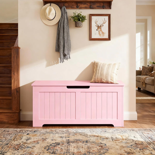 Wooden Storage Chest with Safety Hinges & Storage Bench