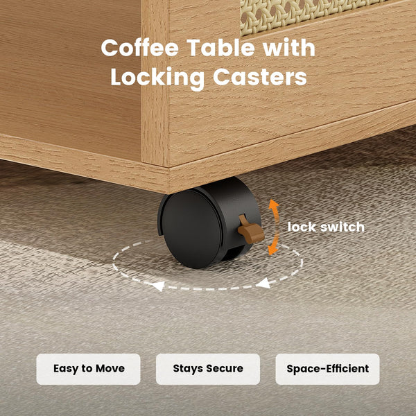 Lift-Top Coffee Table with Rattan Accents & Storage