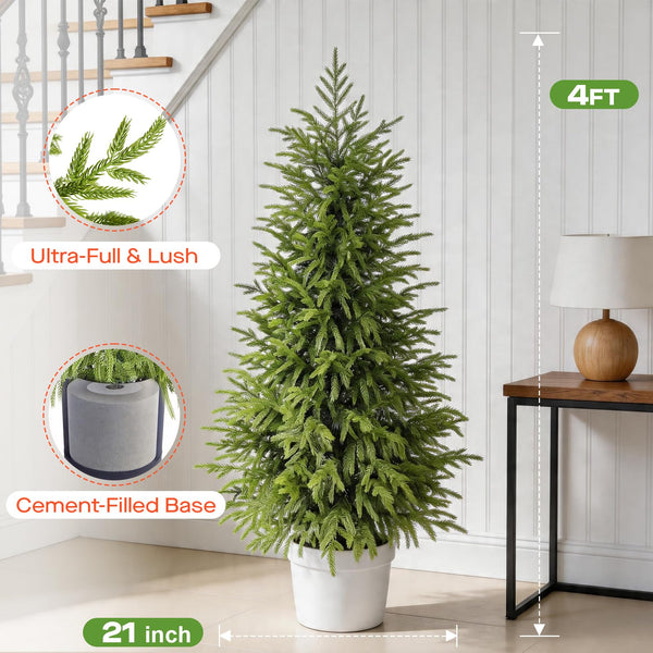 Artificial Norfolk Pine Tree 2-Pack — Indoor & Outdoor Faux Potted Topiary