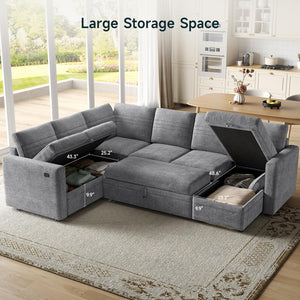 Modular Sectional Sleeper Sofa with Pull-Out Bed