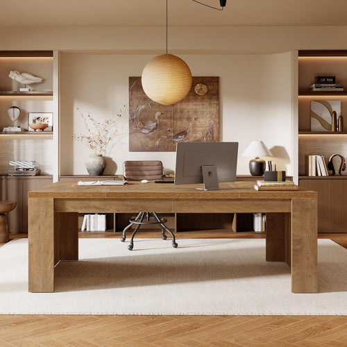 70.86-Inch Large Executive Computer Desk with Double Pedestal Legs