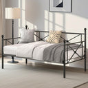 VECELO Daybed Twin Size, Day Bed Frame with Headboard, Heavy-Duty Metal Slats Support Platform for Living Room, Guest Room, Easy Assembly, White