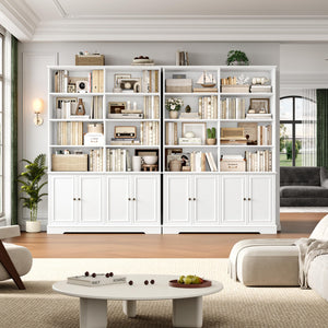 73" Tall Bookshelf with Doors – 6-Tier Double Wide Storage Bookcase