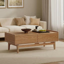 LuxenHome Coffee Table with Storage, 47" Mid Century Modern Coffee Table, Live Edge Coffee Tables for Living Room, Wooden Center Table with Ample Storage Space