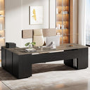 L-Shaped Executive Desk with File Drawers & Cabinet