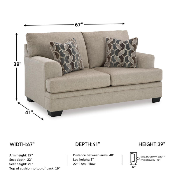 Contemporary Polyester Loveseat with Accent Pillows