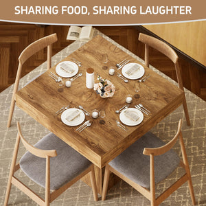 Square Dining Table 31.5" – Rustic Wood, Pedestal Base