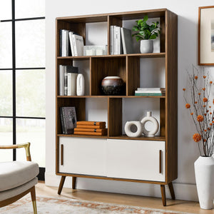 8-Shelf Bookcase with Sliding Doors