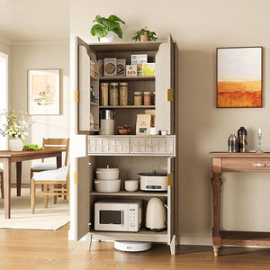 71" Tall Pantry Cabinet with Doors, Drawers & Adjustable Shelves
