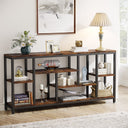 Industrial Console Sofa Table with Storage Shelves