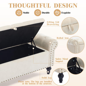 51" Linen Storage Ottoman Bench with Hidden Compartment