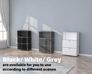 Metal Cabinet with Flap Doors & Open Shelves