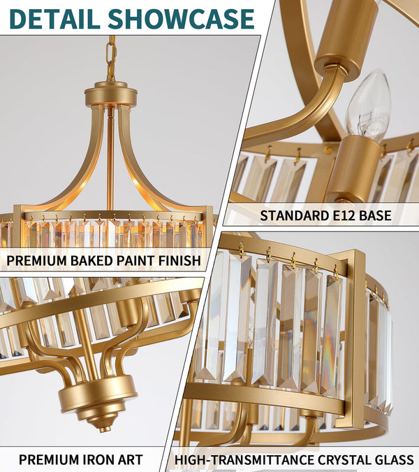 Crystal Chandelier – Modern Farmhouse Ceiling Light Fixture