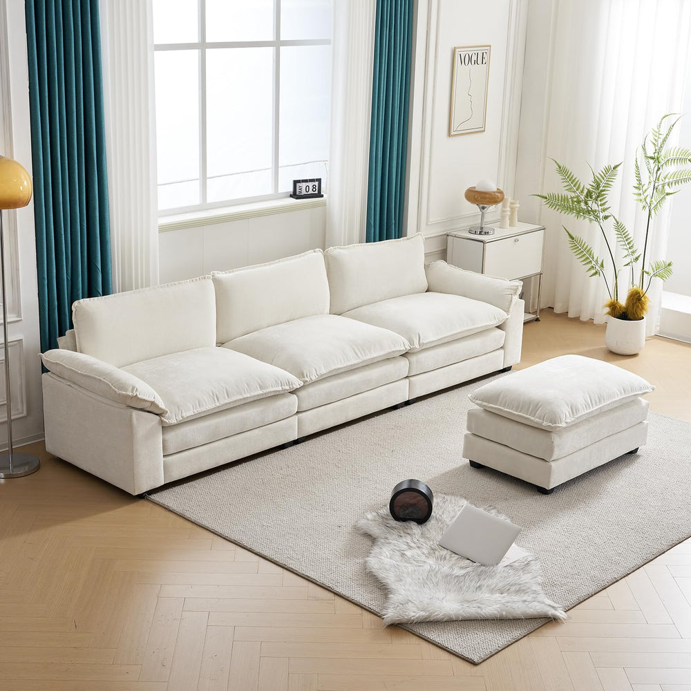 Modular Chenille Sectional Sofa with Ottoman